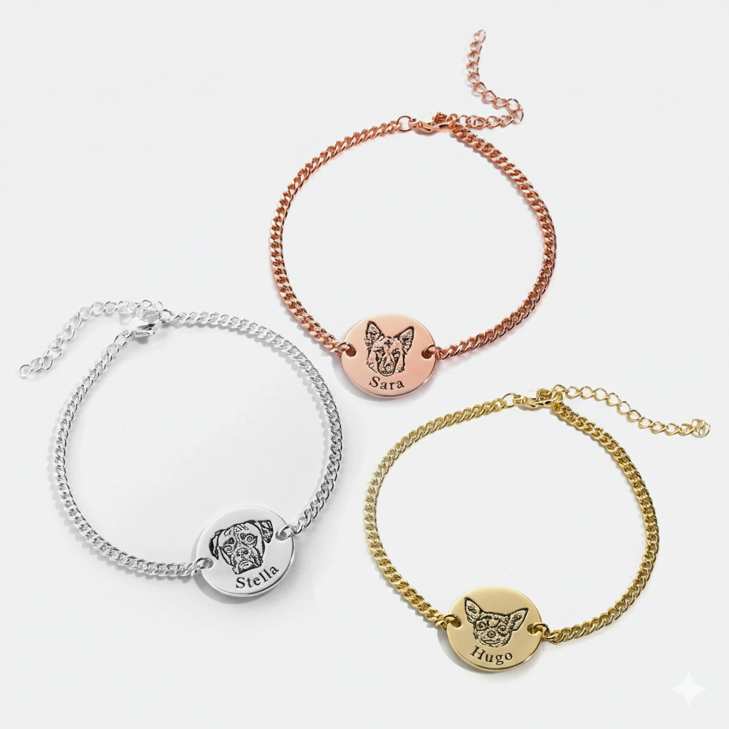 Gravert - Armbånd med hundens ansikt 🐾